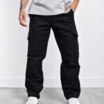 Cargo mom negra gabardina elastizado