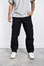 Cargo mom negra gabardina elastizado