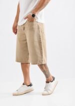 Bermuda baggy beige jean rígido - Imagen 3