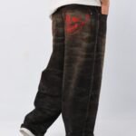 Extra baggy rojo jean rígido