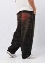 Extra baggy rojo jean rígido