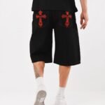Bermuda baggy rojo jean rígido