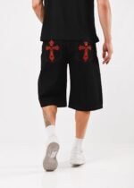 Bermuda baggy rojo jean rígido