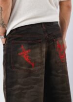 Extra baggy rojo jean rígido - Imagen 4