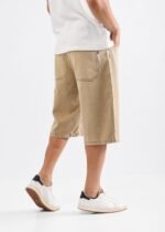 Bermuda baggy beige jean rígido - Imagen 2