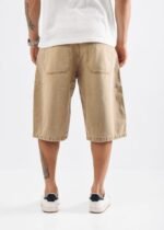 Bermuda baggy beige jean rígido - Imagen 4