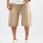 Bermuda baggy beige jean rígido
