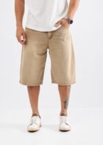 Bermuda baggy beige jean rígido