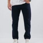 Recto clásico azul gabardina rígido
